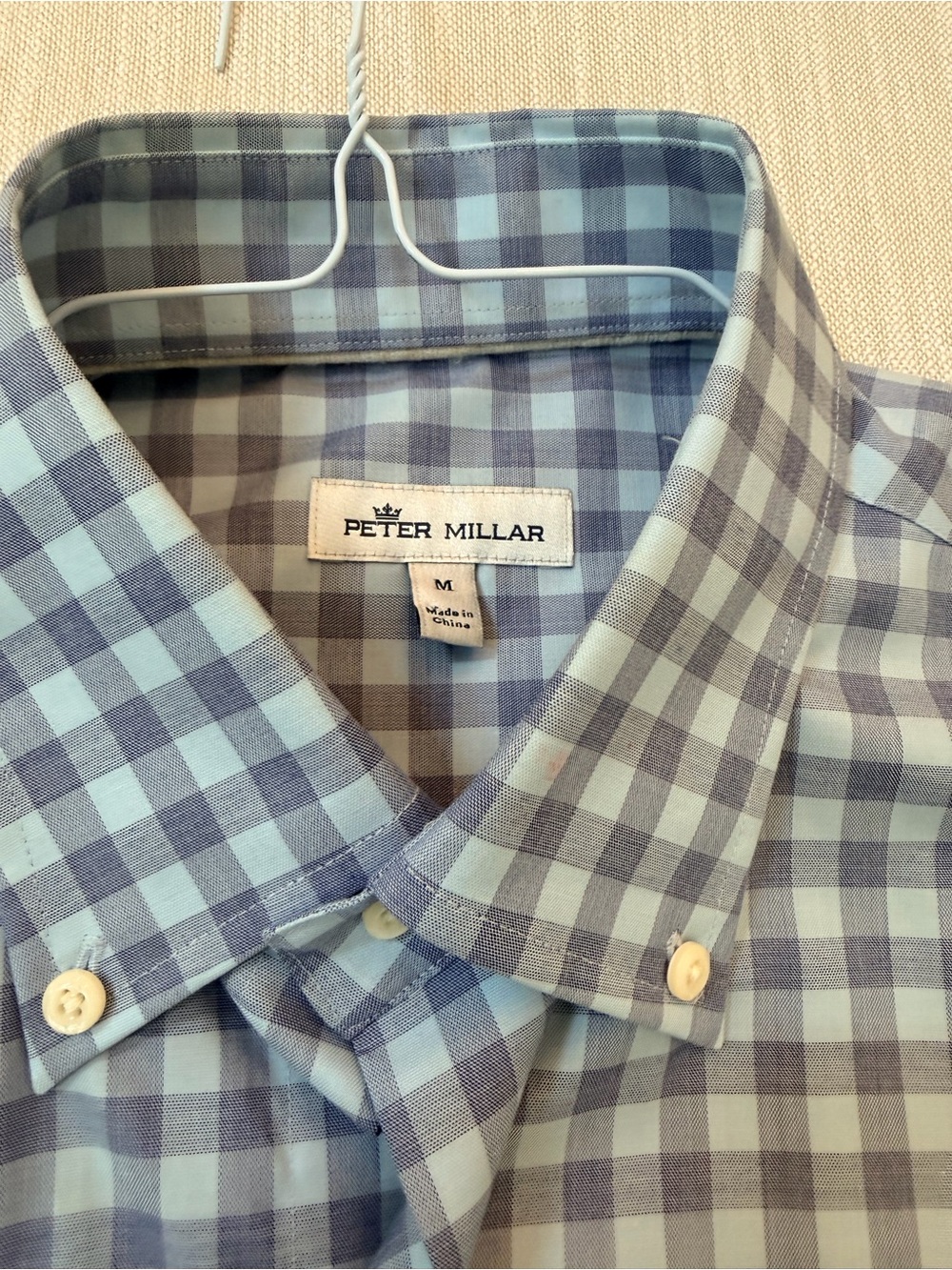 Peter Millar Light Blue and Blue Gingham Button-Down Shirt